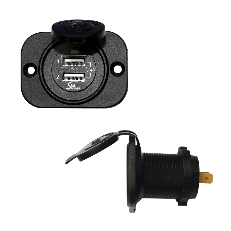 Utičnica 2xUSB, 12/24v, crna SKU: 72484<br />JM: kom pak.: 20 min: 1