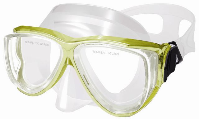 Maska za ronjenje s 2 stakla,silionska,žuta SKU: 90355<br />JM: kom pak.: 1 min: 1