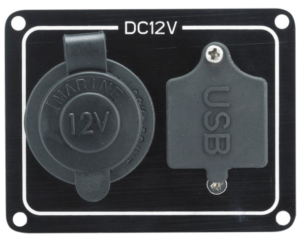 Panel aut. upalj. i USB 81x62mm, 12v, crna SKU: 42010<br />JM: kom pak.: 96 min: 1