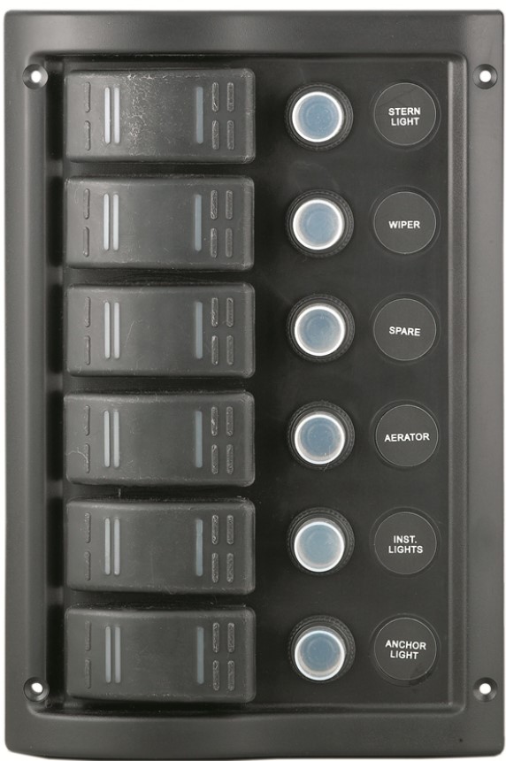 Panel s 6 prekid. i LED indikat. 195x130mm, crna SKU: 42015<br />JM: kom pak.: 24 min: 1