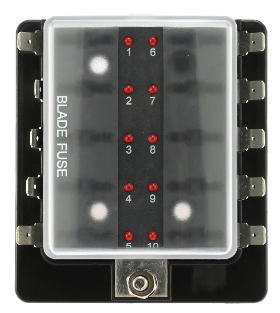 Držač osigurača, LED indikator, 10 osigurača SKU: 45514<br />JM: kom pak.: 100 min: 1