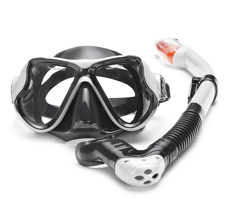 Maska+disalica set za odrasle,silikon, crno-bijela SKU: 75127<br />JM: kom pak.: 30 min: 1