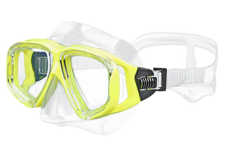 Maska za ronjenje s 2 stakla za djecu,silikon,žuta SKU: 75130<br />JM: kom pak.: 50 min: 1