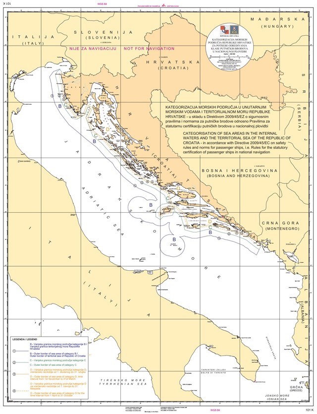 Karta pomorska 101K kategorizacija morskih pod. RH SKU: 45052<br />JM: kom pak.: 1 min: 1
